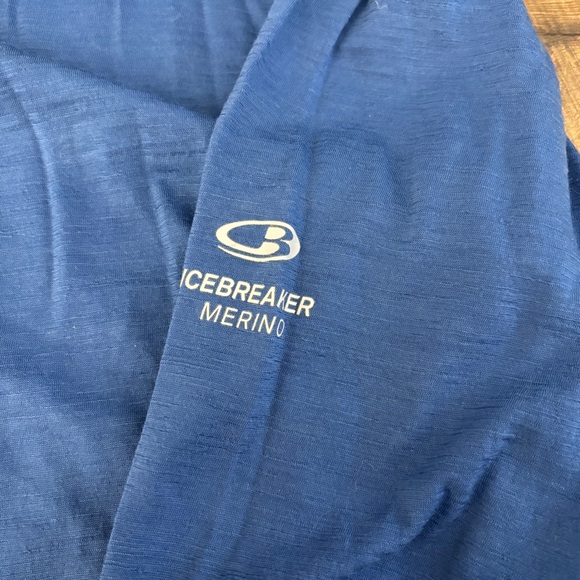 Icebreaker Merino 200 Oasis Long Sleeve Crewe Thermal Top 100% Merino Blue Men’s - Picture 5 of 7